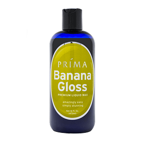 One bottle of Prima Banana Gloss wax is displayed with a blank background